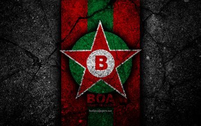 Boa FC, 4k, logo, football, Serie B, lignes rouge et verte, le soccer, le Br&#233;sil, l&#39;asphalte, la texture, la Boa logo, Boa de CE, de football Br&#233;silien club