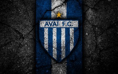 Avai FC, 4k, ロゴ, サッカー, エクストリーム-ゾーンB, 青と白のライン, ブラジル, アスファルトの質感, Avaiロゴ, ブラジルのサッカークラブ