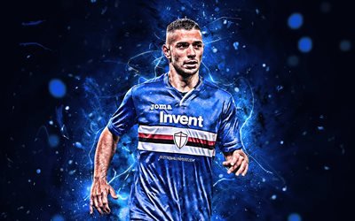 Gianluca Caprari, Sampdoria FC, soccer, Serie A, Caprari, Italian footballers, neon lights, creative
