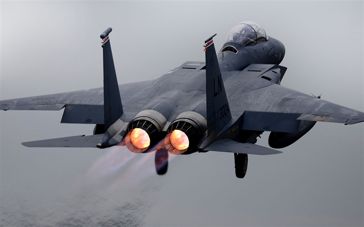 mcdonnell douglas f-15e strike eagle, f-15, american fighter, der us navy, der take-off von einem flugzeugtr&#228;ger, usa, kampfflugzeuge mcdonnell douglas
