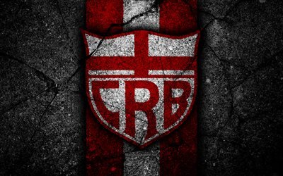 CRB FC, 4k, logo, futebol, Serie B, linhas vermelhas e brancas, Brasil, a textura do asfalto, CRB logotipo, Clube Regatas Brasil, Brasileiro de clubes de futebol
