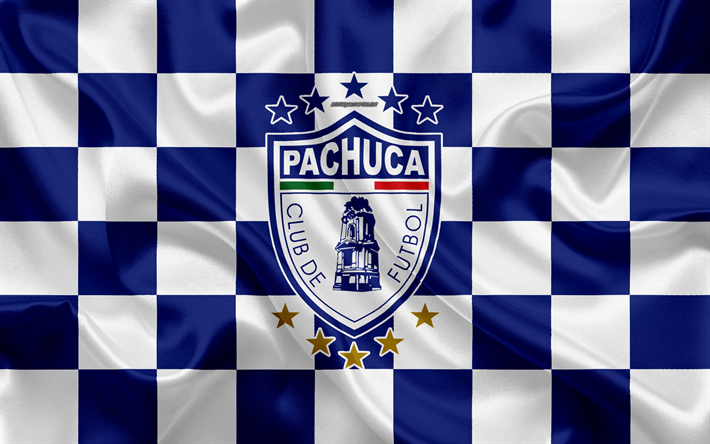 Download wallpapers CF Pachuca, 4k, logo, creative art, blue white