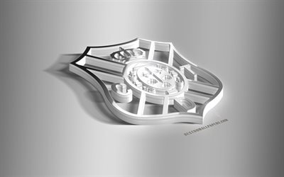 El CD Tenerife, 3D de acero logotipo, club de f&#250;tbol espa&#241;ol, 3D emblema, Santa Cruz de Tenerife, Espa&#241;a, Segunda, La Liga 2, Tenerife FC emblema de metal, f&#250;tbol, creativo, arte 3d