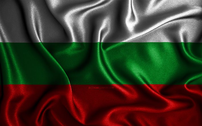 Bulgarian lippu, 4k, silkki aaltoilevat liput, Euroopan maat, kansalliset symbolit, kangasliput, 3D-taide, Bulgaria, Eurooppa, Bulgaria 3D-lippu