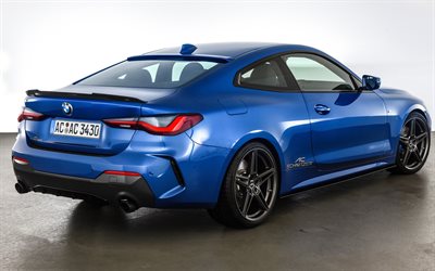 2021年, BMW 4シリーズクーペ, ACシュニッツァー, 4k, 背面, 外側, 新しい青いBMW4, チューニングBMW 4, ドイツ車, BMW