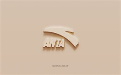 Logo Anta, sfondo marrone in gesso, logo Anta 3d, emblema Anta, arte 3d, Anta