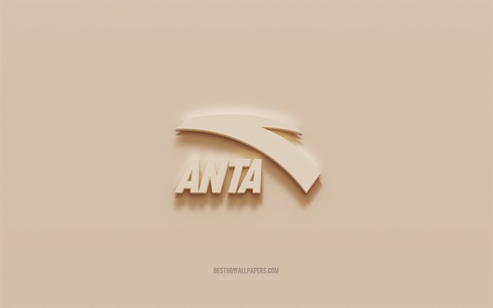 Anta-logotyp, brun gipsbakgrund, Anta 3d-logotyp, Anta-emblem, 3d-konst, Anta