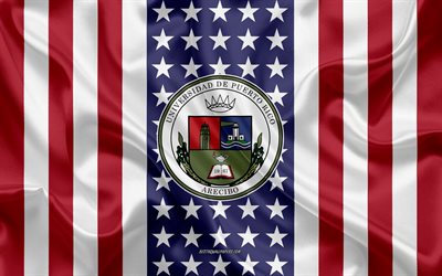 University of Puerto Rico at Arecibo Emblem, American Flag, University of Puerto Rico at Arecibo logo, Arecibo, Puerto Rico, USA, University of Puerto Rico at Arecibo