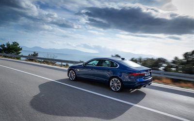 Jaguar XF, 2021, arkadan g&#246;r&#252;n&#252;m, dış, mavi sedan, yeni mavi XF, İngiliz arabaları, Jaguar