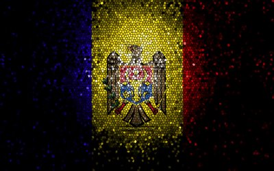 Bandiera della Moldova, arte del mosaico, paesi europei, bandiera della Moldova, simboli nazionali, opera d&#39;arte, Europa, Moldavia