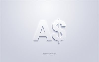 Australian dollars symbol, currency sign, Australian dollars, white 3D Australian dollars sign, white background