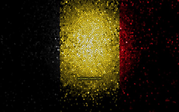 Belgian lippu, mosaiikkitaide, Euroopan maat, kansalliset symbolit, kuvitus, Eurooppa, Belgia