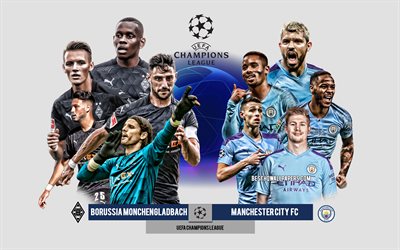 Borussia Monchengladbach vs Manchester City FC, Eighth-finals, UEFA Champions League, Preview, promotional materials, football players, Champions League, football match, Manchester City FC