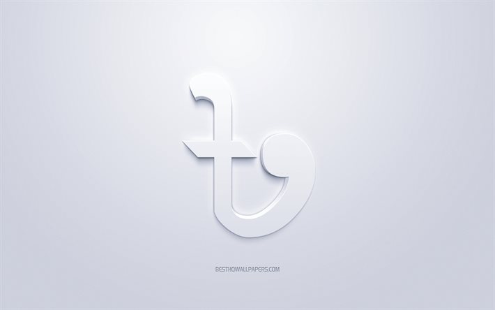 Bangladeshin taka-symboli, valuuttamerkki, Bangladeshin taka, valkoinen 3D Bangladeshin taka-merkki, valkoinen tausta