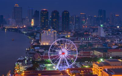 Thailand, metropolis, night, capital, Bangkok