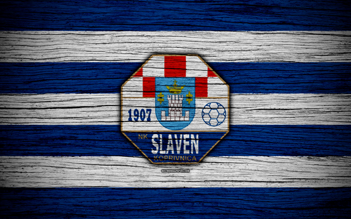 Slaven Belupo, 4k, HNL, de l&#39;art, de soccer, de football, de la Croatie, FC Slaven Belupo, de bois, texture, logo, club de football, Slaven Belupo FC
