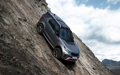 Land Rover Discovery SVX, 2017, 4x4, gray SUV, tuning, matt gray Discovery, 525 hp, descent from the mountain, Land Rover