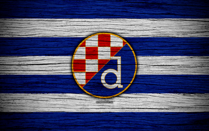 El d&#237;namo de Zagreb, 4k, HNL, arte, f&#250;tbol, Croacia, el FC Dinamo Zagreb, textura de madera, logotipo, club de f&#250;tbol