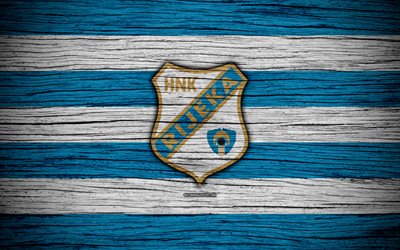 Rijeka, 4k, HNL, art, soccer, football, Croatia, FC Rijeka, wooden texture, logo, football club, Rijeka FC