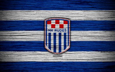Rudes, 4k, HNL, art, soccer, football, Croatia, FC Rudes, wooden texture, logo, football club, Rudes FC