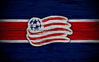 New England Revolution, 4k, MLS, wooden texture, Eastern Conference, football club, USA, New England Revolution FC, soccer, logo, FC New England Revolution
