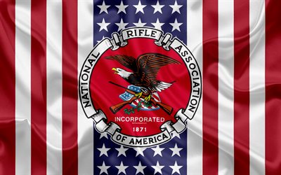 National Rifle Association, logo, emblem, silk flag, NRA, USA, American nonprofit organization