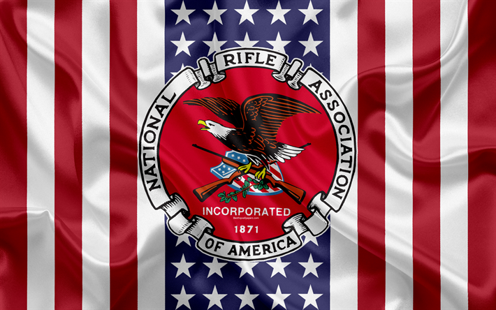 national rifle association, logo, emblem, seide flagge, nra, usa, amerikanische nonprofit-organisation