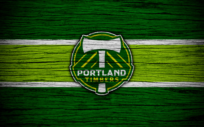 Portland Timbers, 4k, MLS, textura de madeira, Confer&#234;ncia Oeste, clube de futebol, EUA, Portland Timbers FC, futebol, logo, FC Portland Timbers