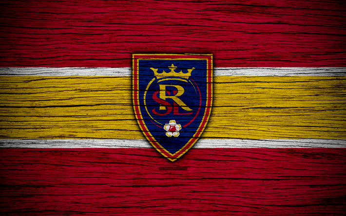Real Salt Lake, 4k, MLS, wooden texture, Western Conference, football club, USA, Real Salt Lake FC, soccer, logo, FC Real Salt Lake