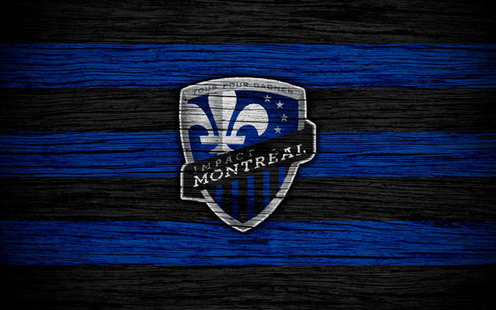 Montreal Impact, 4k, MLS, wooden texture, Eastern Conference, football club, USA, Montreal Impact FC, soccer, logo, FC Montreal Impact