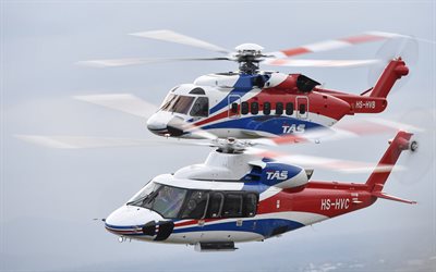 Sikorsky S-92, S-76D, American transport helicopters, air flights, Sikorsky S-76 Spirit, transport aviation