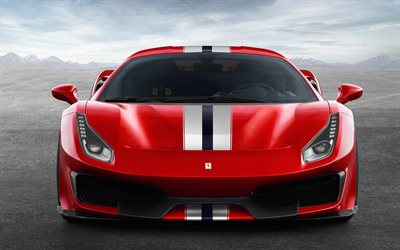 Ferrari 488 Pista, 4k, front view, 2018 cars, supercars, new 488, Ferrari