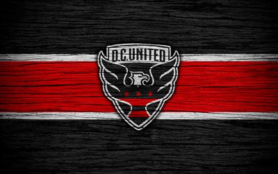 DC United, 4k, MLS, wooden texture, Eastern Conference, football club, USA, DC United FC, soccer, logo, FC DC United