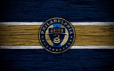 Philadelphia Union, 4k, MLS, nouveau logo, une texture de bois, de Conférence est, Philadelphie, club de football, états-unis, FC, football, FC Philadelphia Union