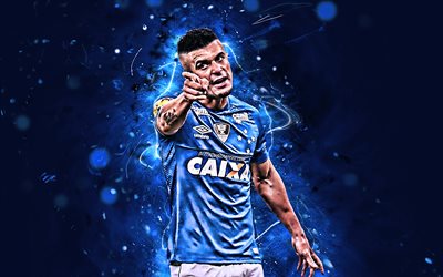 Egidio, goal, Cruzeiro FC, close-up, brazilian footballers, soccer, Brazilian Serie A, Egidio Pereira Junior, football, neon lights, Brazil