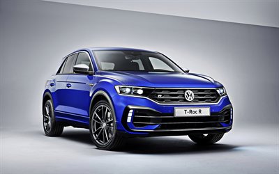 Volkswagen T-Roc R, 2019, vista frontale, esteriore, nuovo blu T-Roc, blu crossover, auto tedesche, Volkswagen