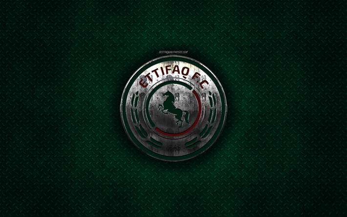 Al-Ettifaq FC, Ar&#225;bia futebol clube, verde textura do metal, logotipo do metal, emblema, Dammam, A Ar&#225;bia Saudita, Ar&#225;bia Liga Profissional, arte criativa, futebol