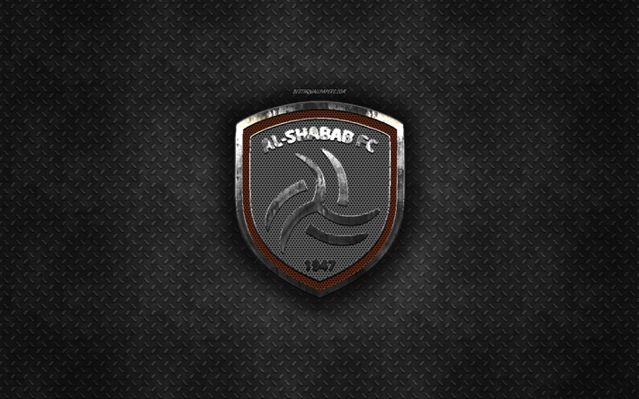Al-Shabab FC, Saudi football club, svart metall textur, metall-logotyp, emblem, Riyadh, Saudiarabien, Saudi Professionell Liga, kreativ konst, fotboll