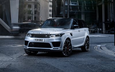 2019, Range Rover Sport, HST, di lusso, SUV bianco, frontale, da esterno, bianco nuovo Range Rover Sport, Land Rover