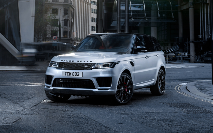 2019, el Range Rover Sport HST, blanco SUV de lujo, frente, exterior, blanco nuevo Range Rover Sport, Land Rover