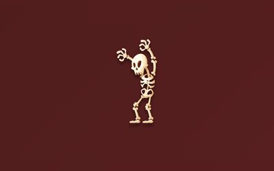 esqueleto, m&#237;nimo, fondo marr&#243;n, los huesos, el esp&#237;ritu creativo