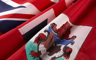 Bermudan lipun alla, punainen silkki lippu, kansallinen symboli, Bermuda