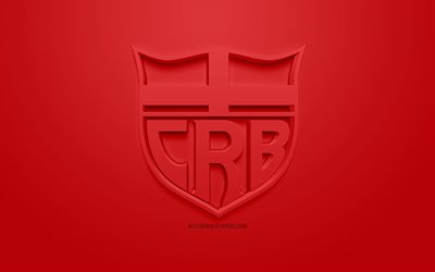 Clube Regatas Brasil, CRB, creative 3D logo, red background, 3d emblem, Brazilian football club, Serie B, Maceio, Brazil, 3d art, football, stylish 3d logo