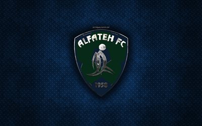 Al-Fateh FC, club de f&#250;tbol de Arabia, de metal azul textura de metal, logotipo, emblema, Al-Hasa, Arabia Saudita, Saudi Professional League, creativo, arte, f&#250;tbol, Al-Fateh SC
