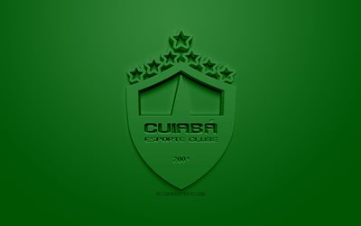 Cuiaba, creative 3D logo, green background, 3d emblem, Brazilian football club, Serie B, Mato Grosso, Brazil, 3d art, football, stylish 3d logo, Cuiaba Esporte Clube