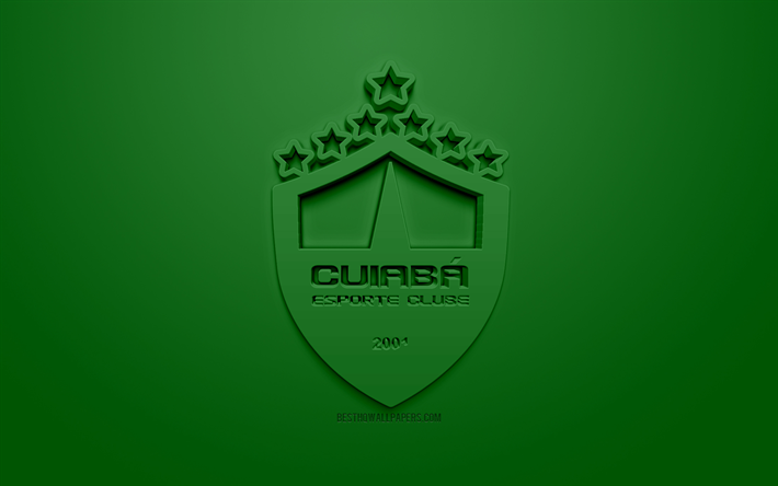 Cuiaba, yaratıcı 3D logo, yeşil arka plan, 3d amblem, Brezilyalı Futbol Kul&#252;b&#252;, Serie B, Mato Grosso, Brezilya, 3d sanat, futbol, 3d logo, Cuiaba By Football şık