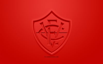 Esporte Clube فيتوريا, الإبداعية شعار 3D, خلفية حمراء, 3d شعار, البرازيلي لكرة القدم, دوري الدرجة الثانية, فيتوريا, سلفادور, البرازيل, الفن 3d, كرة القدم, أنيقة شعار 3d