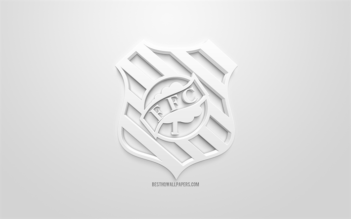 Figueirense FC, yaratıcı 3D logo, siyah arka plan, 3d amblem, Brezilyalı Futbol Kul&#252;b&#252;, Serie B, Florianopolis, Brezilya, 3d sanat, futbol, 3d logo, Figueirense Futbol Football şık