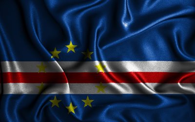 Cabo Verde flag, 4k, silk wavy flags, African countries, national symbols, Flag of Cabo Verde, fabric flags, 3D art, Cabo Verde, Africa, Cabo Verde 3D flag