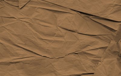 brown crumpled paper, 4K, macro, paper backgrounds, crumpled paper textures, brown backgrounds, retro paper background